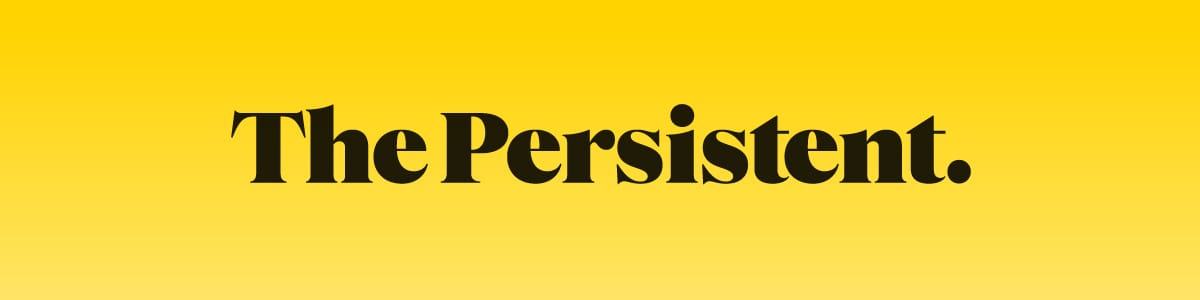 Our logo for The Persistent which shows the name The Persistent in black text against a yellow background.