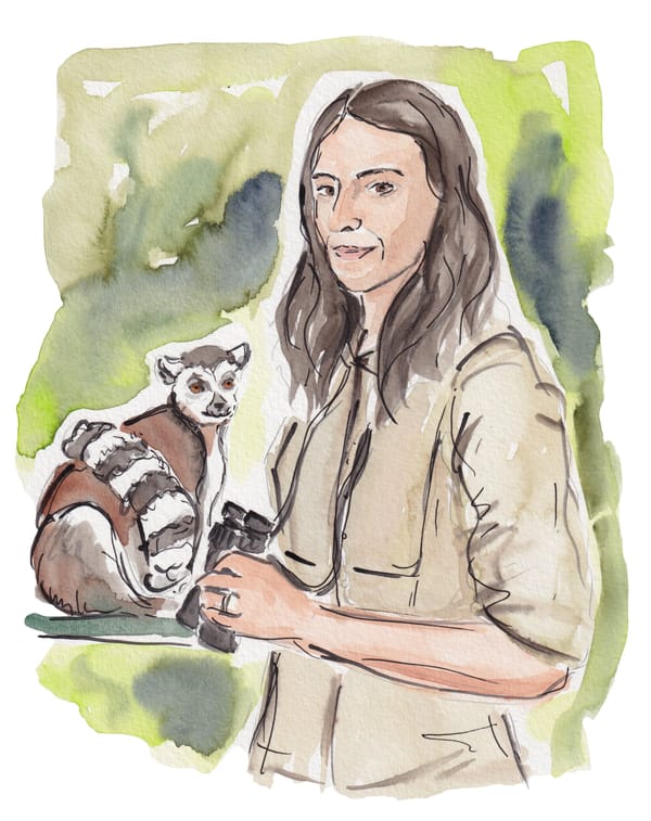 A watercolor illustration of the anthropologist and author, Keriann McGoogan.